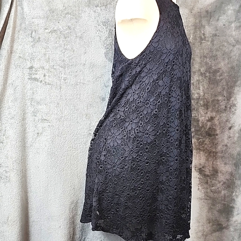 Ginger G Black Floral Lace Mini Dress Size M - Picture 3 of 5